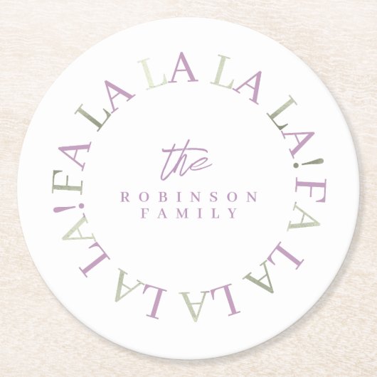 Paarse Groene Kerstmis Fa La ID1009 Ronde Kartonnen Onderzetter (Voorkant)