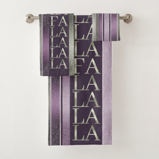 Paarse Groene Kerstmis Fa La Pattern#27 ID1009 Bad Handdoek (Insitu)