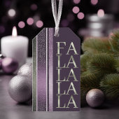 Paarse Groene Kerstmis Fa La Pattern#27 ID1009 Cadeaulabel
