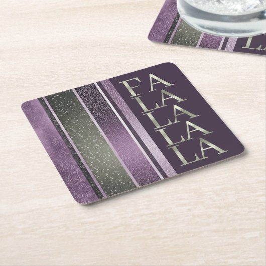 Paarse Groene Kerstmis Fa La Pattern#27 ID1009 Kartonnen Onderzetters (Schuin)