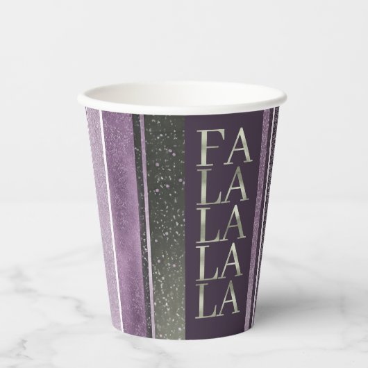 Paarse Groene Kerstmis Fa La Pattern#27 ID1009 Papieren Bekers (Voorkant)