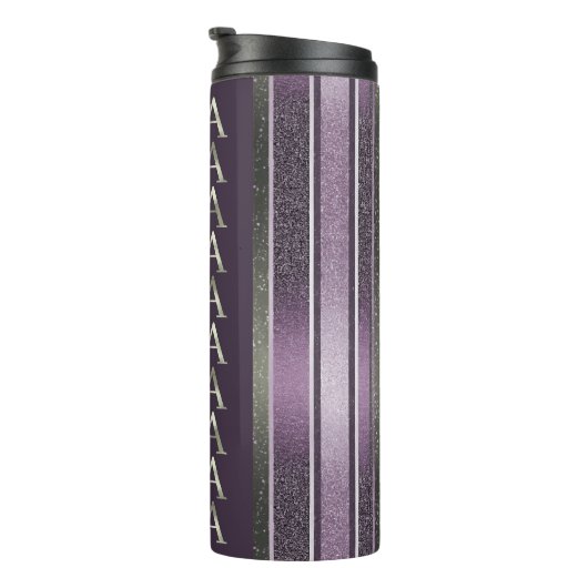 Paarse Groene Kerstmis Fa La Pattern#27 ID1009 Thermosbeker (Geroteerd rechts)