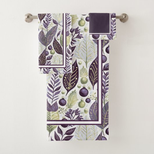 Paarse Groene Kerstmis Merry Pattern#21 ID1009 Bad Handdoek (Insitu)