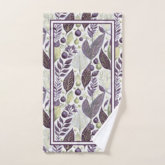 Paarse Groene Kerstmis Merry Pattern#21 ID1009 Bad Handdoek (Handdoek)