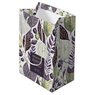 Paarse Groene Kerstmis Merry Pattern#21 ID1009 Medium Cadeauzakje