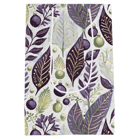 Paarse Groene Kerstmis Merry Pattern#21 ID1009 Medium Cadeauzakje (Achterkant)