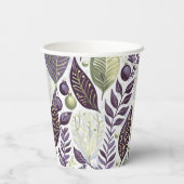 Paarse Groene Kerstmis Merry Pattern#21 ID1009 Papieren Bekers (Achterkant)