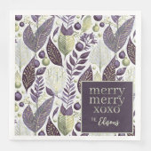 Paarse Groene Kerstmis Merry Pattern#21 ID1009 Servet (Voorkant)