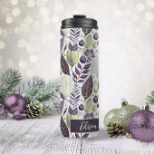Paarse Groene Kerstmis Merry Pattern#21 ID1009 Thermosbeker