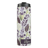 Paarse Groene Kerstmis Merry Pattern#21 ID1009 Thermosbeker (Voorkant)