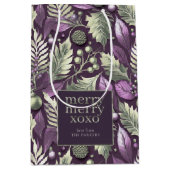 Paarse Groene Kerstmis Merry Pattern#22 ID1009 Medium Cadeauzakje (Voorkant)