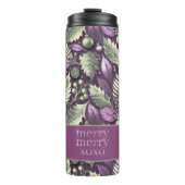 Paarse Groene Kerstmis Merry Pattern#22 ID1009 Thermosbeker (Voorkant)