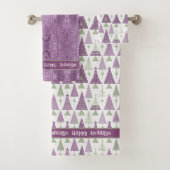 Paarse Groene Kerstmis Merry Pattern#25 ID1009 Bad Handdoek (Insitu)