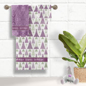 Paarse Groene Kerstmis Merry Pattern#25 ID1009 Bad Handdoek