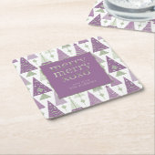 Paarse Groene Kerstmis Merry Pattern#25 ID1009 Kartonnen Onderzetters (Schuin)