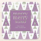 Paarse Groene Kerstmis Merry Pattern#25 ID1009 Kartonnen Onderzetters (Voorkant)