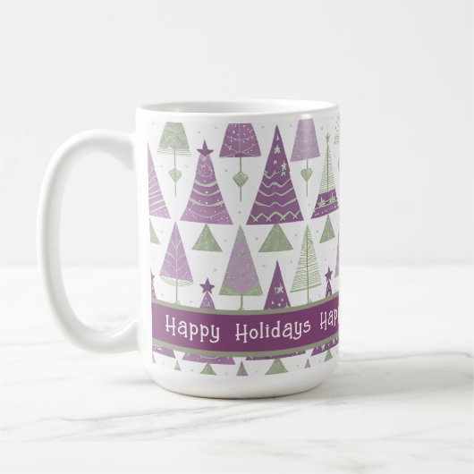 Paarse Groene Kerstmis Merry Pattern#25 ID1009 Koffiemok (Links)