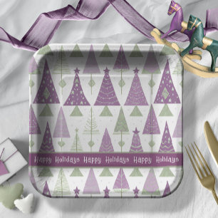 Paarse Groene Kerstmis Merry Pattern#25 ID1009 Papieren Bordje