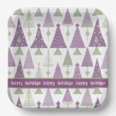 Paarse Groene Kerstmis Merry Pattern#25 ID1009 Papieren Bordje (Voorkant)