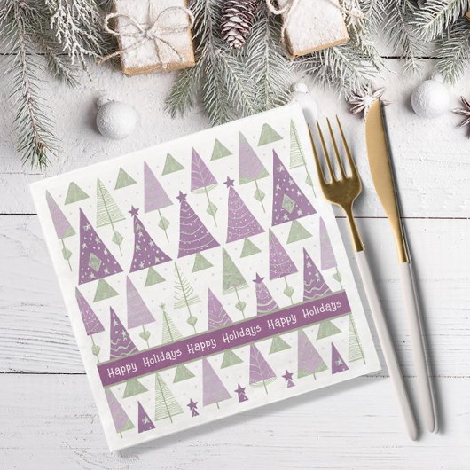 Paarse Groene Kerstmis Merry Pattern#25 ID1009 Servet