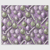 Paarse Groene Kerstmispatroon#12 ID1009 Cadeaupapier (Vlak)