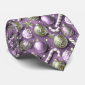 Paarse Groene Kerstmispatroon#12 ID1009 Stropdas (Opgerold)