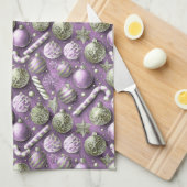 Paarse Groene Kerstmispatroon#12 ID1009 Theedoek (Quarter Fold)