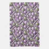 Paarse Groene Kerstmispatroon#12 ID1009 Theedoek (Verticaal)