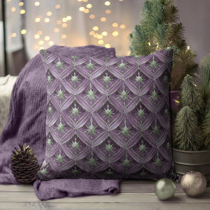 Paarse Groene Kerstmispatroon#16 ID1009 Kussen