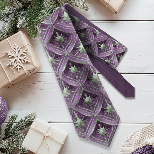 Paarse Groene Kerstmispatroon#16 ID1009 Stropdas