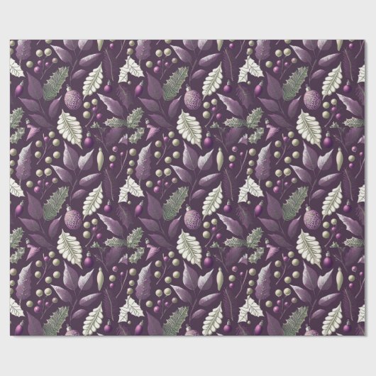Paarse Groene Kerstmispatroon#18 ID1009 Cadeaupapier (Vlak)