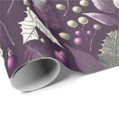 Paarse Groene Kerstmispatroon#18 ID1009 Cadeaupapier (Rol Hoek)