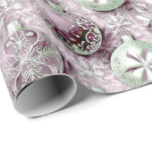 Paarse Groene Kerstmispatroon#20 ID1009 Cadeaupapier (Rol Hoek)