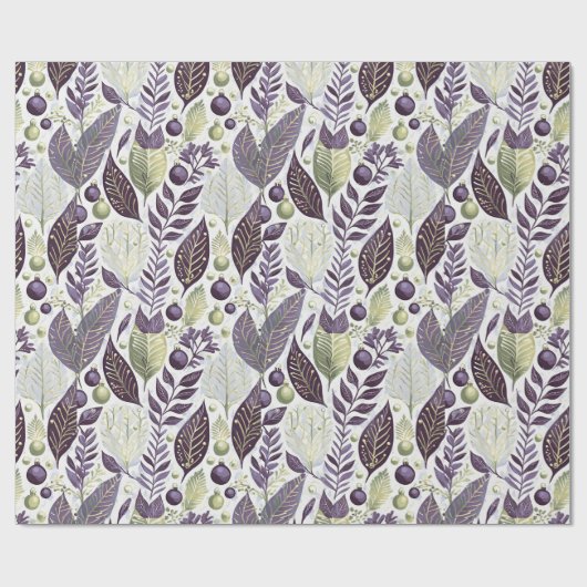 Paarse Groene Kerstmispatroon#21 ID1009 Cadeaupapier (Vlak)