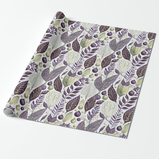 Paarse Groene Kerstmispatroon#21 ID1009 Cadeaupapier (Uitgerold)