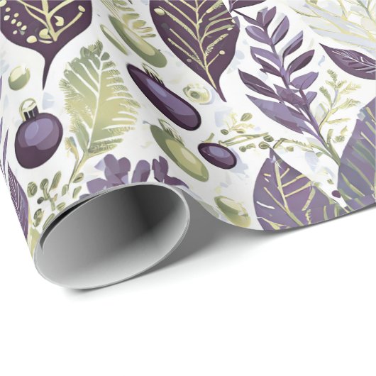 Paarse Groene Kerstmispatroon#21 ID1009 Cadeaupapier (Rol Hoek)