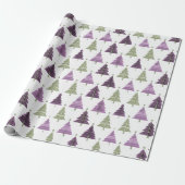 Paarse Groene Kerstmispatroon#24 ID1009 Cadeaupapier (Uitgerold)