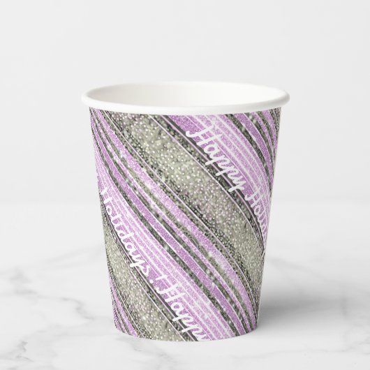 Paarse Groene Kerstmispatroon#28 ID1009 Papieren Bekers (Achterkant)