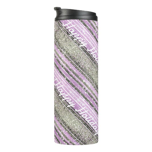 Paarse Groene Kerstmispatroon#28 ID1009 Thermosbeker (Geroteerd rechts)