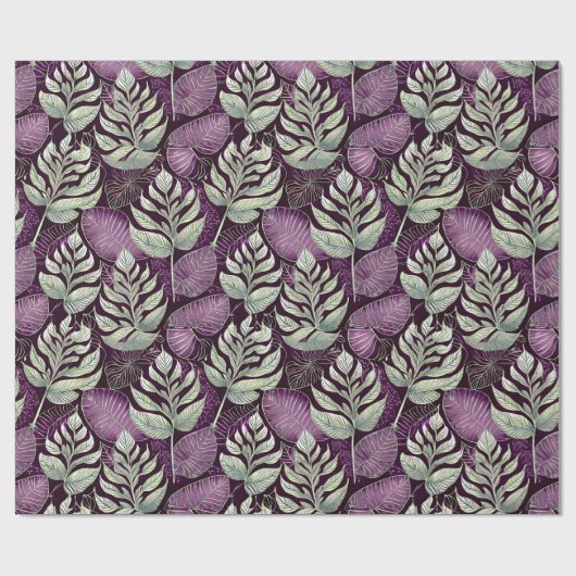 Paarse Groene Kerstmispatroon#29 ID1009 Cadeaupapier (Vlak)