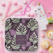 Paarse Groene Kerstmispatroon#29 ID1009 Papieren Bordje (Feest)