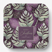 Paarse Groene Kerstmispatroon#29 ID1009 Papieren Bordje (Voorkant)