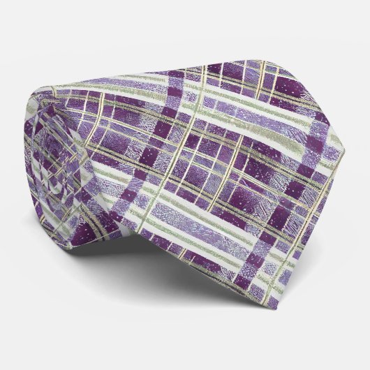 Paarse Groene Kerstmispatroon#2 ID1009 Stropdas (Opgerold)