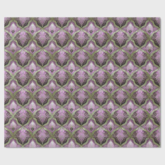 Paarse Groene Kerstmispatroon#31 ID1009 Cadeaupapier (Vlak)