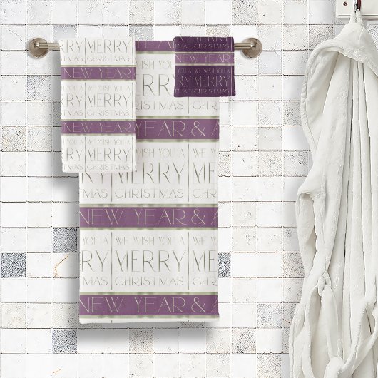 Paarse Groene Kerstmispatroon#35 ID1009 Bad Handdoek