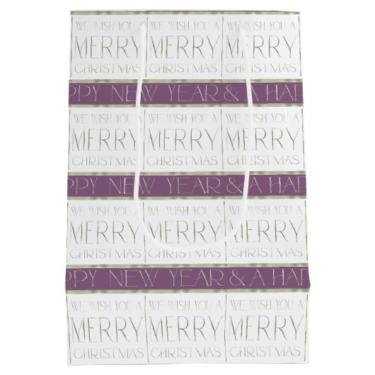 Paarse Groene Kerstmispatroon#35 ID1009 Medium Cadeauzakje (Achterkant)