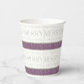 Paarse Groene Kerstmispatroon#35 ID1009 Papieren Bekers (Achterkant)