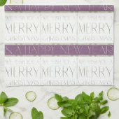 Paarse Groene Kerstmispatroon#35 ID1009 Theedoek (Gevouwen)