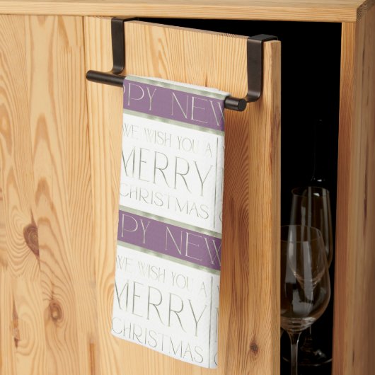 Paarse Groene Kerstmispatroon#35 ID1009 Theedoek (Derde Gevouwen)