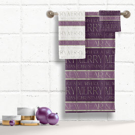 Paarse Groene Kerstmispatroon#35b ID1009 Bad Handdoek